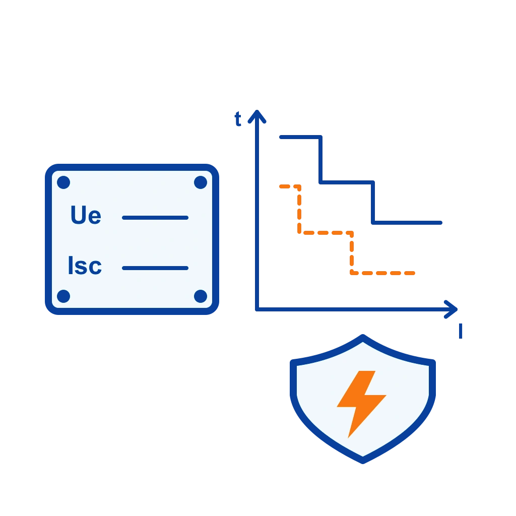 Circuit breaker short circuit breaking capacity and protection curve coordination icon