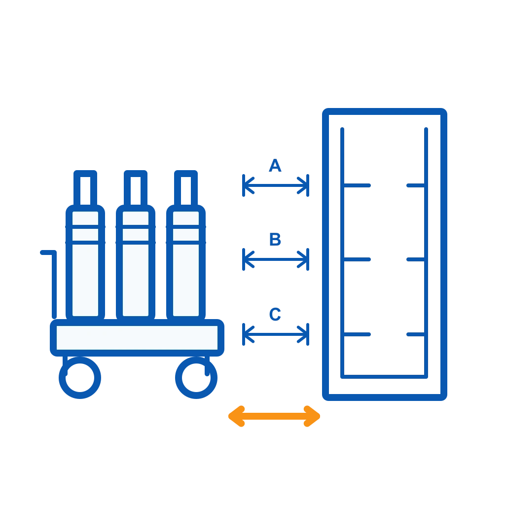 Withdrawable circuit breaker truck with standardized dimension interface layout icon