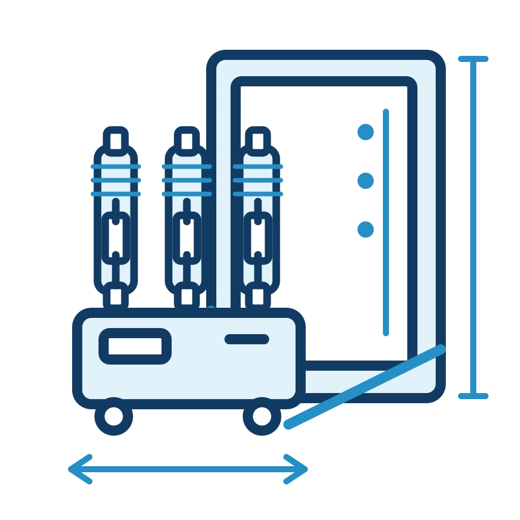Withdrawable vacuum circuit breaker dimensions and switchgear panel interface design